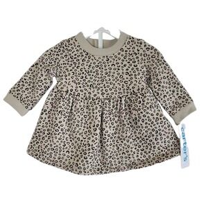 Carter's Baby Girls Newborn 2-pc dress Set animal print leopard diaper cover tan